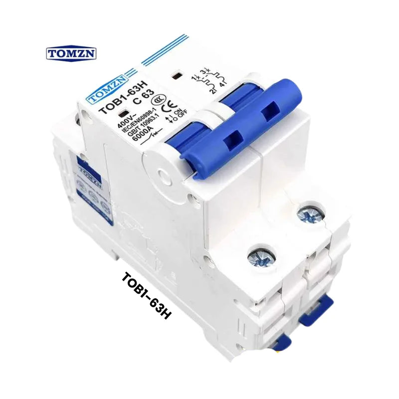 Tomzn TOB1-63H 2-Pole AC Miniature Circuit Breaker (MCB)